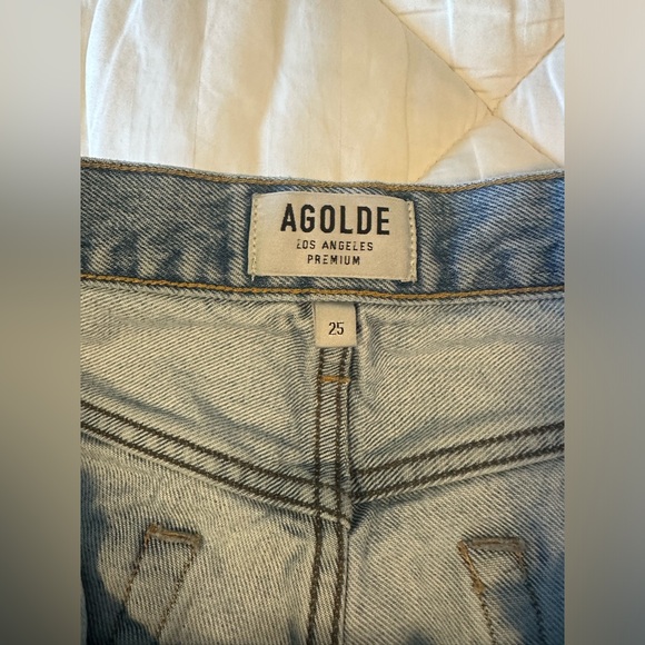 Agolde High Rise Light Blue Cut Off Denim Jean Shorts Size 25 new photos at end - Picture 11 of 16